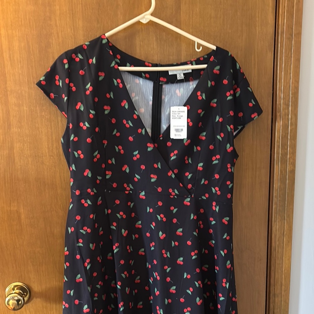 Cherry Print Black Dress